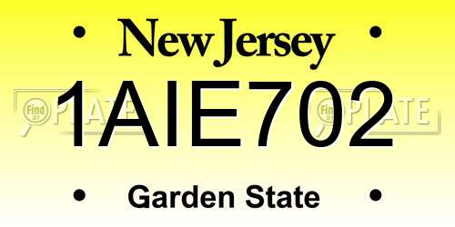 1AIE702 New Jersey License Plate