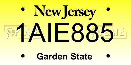 1AIE885 New Jersey License Plate