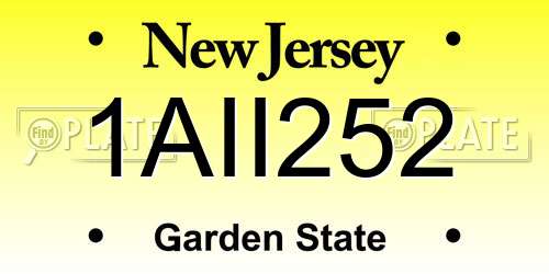 1AII252 New Jersey License Plate