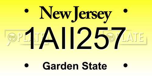 1AII257 New Jersey License Plate