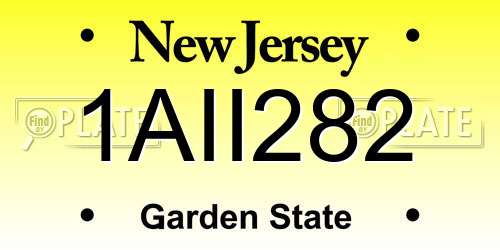 1AII282 New Jersey License Plate