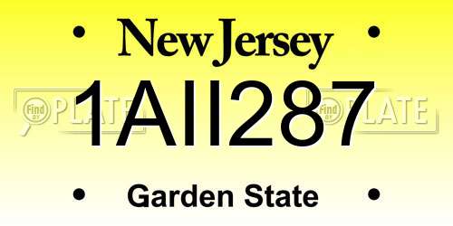 1AII287 New Jersey License Plate