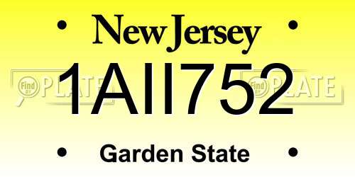 1AII752 New Jersey License Plate