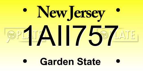 1AII757 New Jersey License Plate