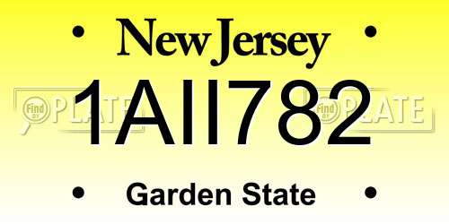 1AII782 New Jersey License Plate