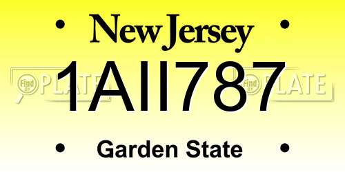 1AII787 New Jersey License Plate
