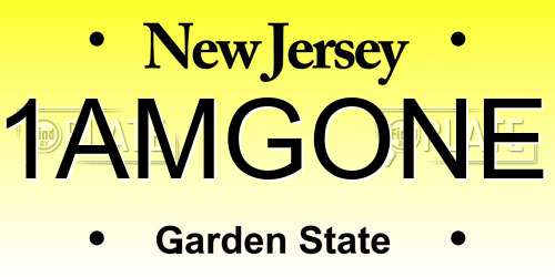 1AMGONE New Jersey License Plate