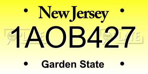 1AOB427 New Jersey License Plate