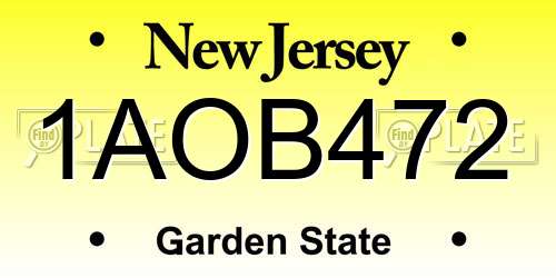 1AOB472 New Jersey License Plate