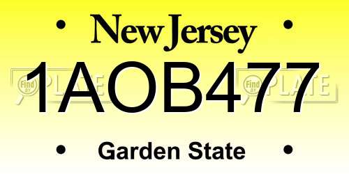 1AOB477 New Jersey License Plate
