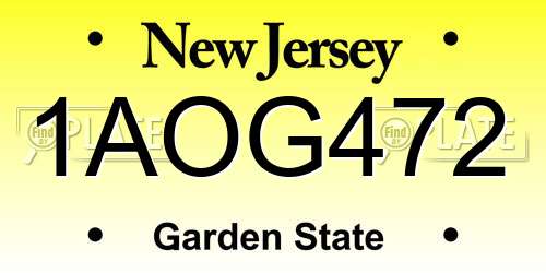 1AOG472 New Jersey License Plate