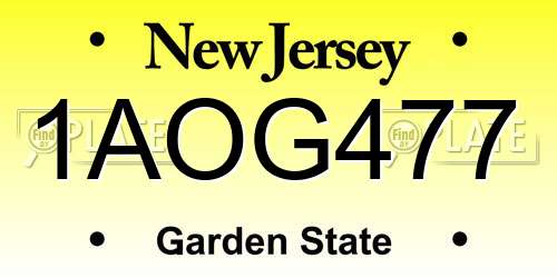 1AOG477 New Jersey License Plate