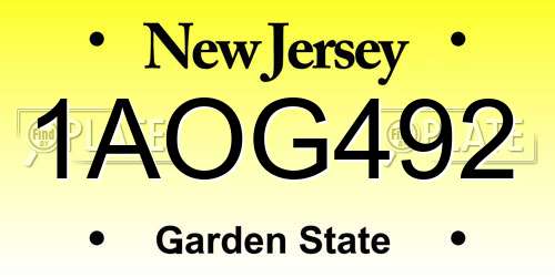 1AOG492 New Jersey License Plate