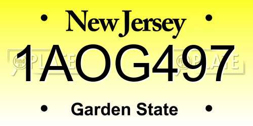 1AOG497 New Jersey License Plate