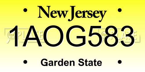1AOG583 New Jersey License Plate