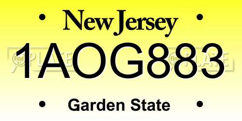 1AOG883 New Jersey License Plate