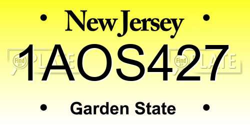 1AOS427 New Jersey License Plate