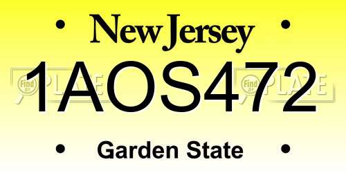 1AOS472 New Jersey License Plate
