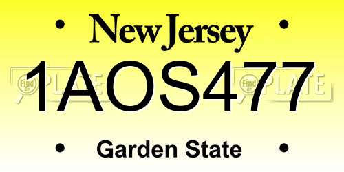 1AOS477 New Jersey License Plate