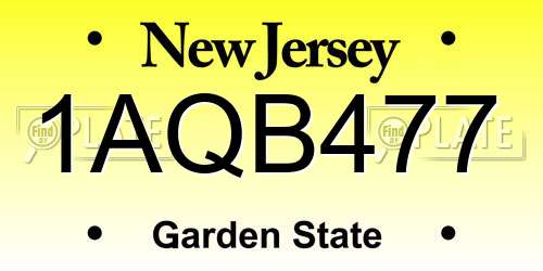 1AQB477 New Jersey License Plate