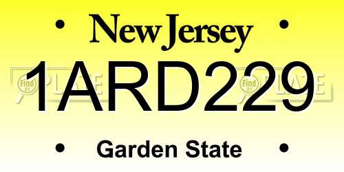 1ARD229 New Jersey License Plate