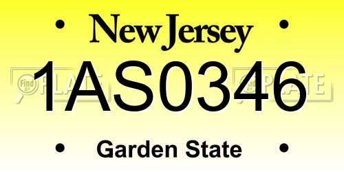 1AS0346 New Jersey License Plate