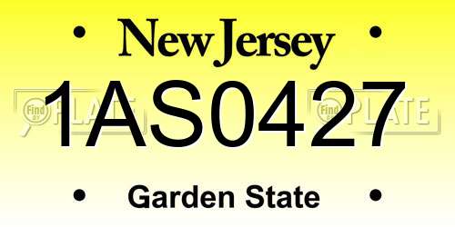 1AS0427 New Jersey License Plate