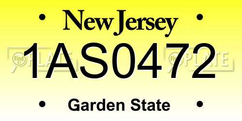 1AS0472 New Jersey License Plate
