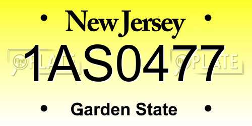 1AS0477 New Jersey License Plate