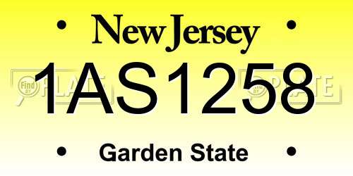 1AS1258 New Jersey License Plate