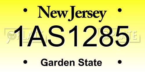1AS1285 New Jersey License Plate