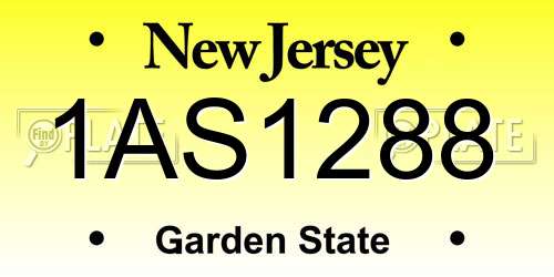 1AS1288 New Jersey License Plate