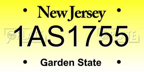 1AS1755 New Jersey License Plate