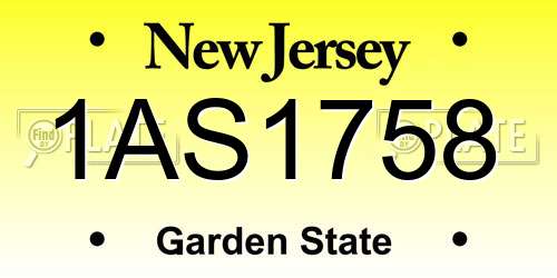 1AS1758 New Jersey License Plate