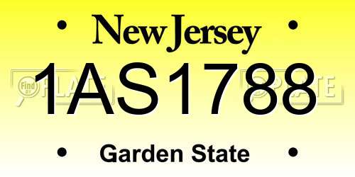 1AS1788 New Jersey License Plate