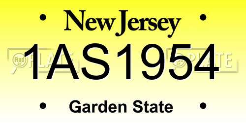 1AS1954 New Jersey License Plate