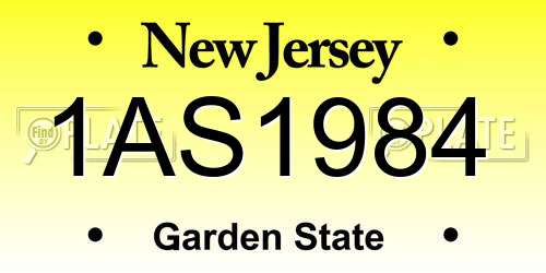 1AS1984 New Jersey License Plate
