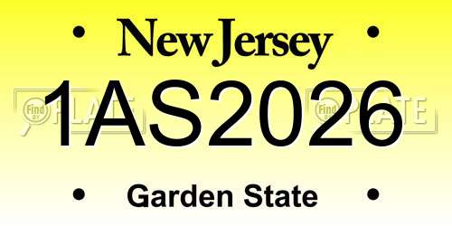 1AS2026 New Jersey License Plate