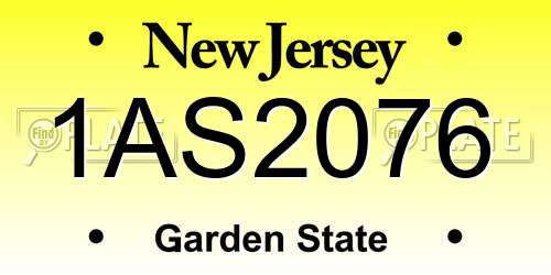 1AS2076 New Jersey License Plate