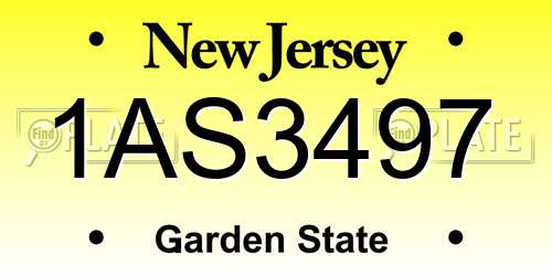 1AS3497 New Jersey License Plate