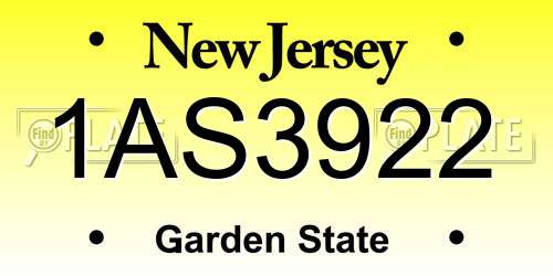 1AS3922 New Jersey License Plate