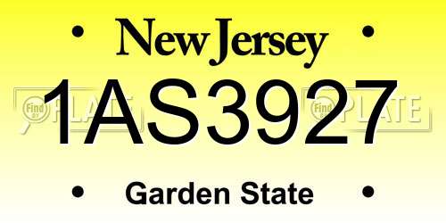 1AS3927 New Jersey License Plate