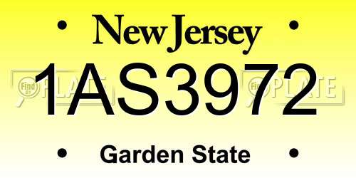 1AS3972 New Jersey License Plate