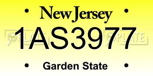 1AS3977 New Jersey License Plate