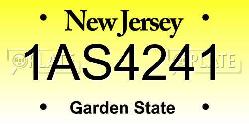 1AS4241 New Jersey License Plate