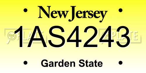 1AS4243 New Jersey License Plate