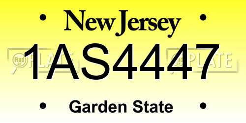 1AS4447 New Jersey License Plate