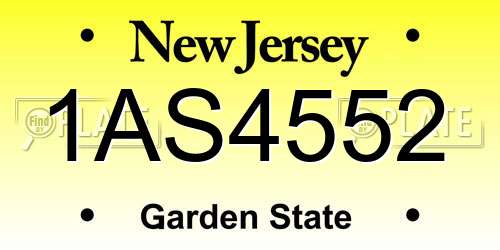 1AS4552 New Jersey License Plate