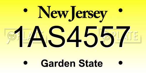 1AS4557 New Jersey License Plate