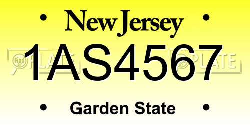 1AS4567 New Jersey License Plate